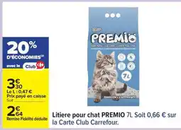 Carrefour Litiere pour chat PREMIO 7L offre