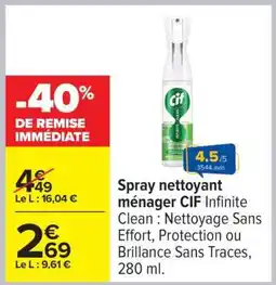 Carrefour SPRAY NETTOYANT MÉNAGER “CIF” offre