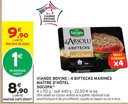 Intermarché Hyper Socopa viande bovine : 4 biftecks marinés maître d'hôtel offre