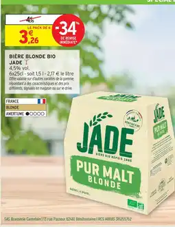 Intermarché Hyper Jade bière blonde bio offre