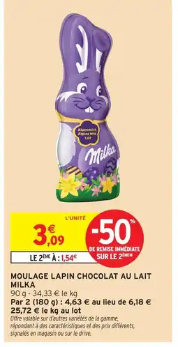 Intermarché Hyper Milka moulage lapin chocolat au lait offre