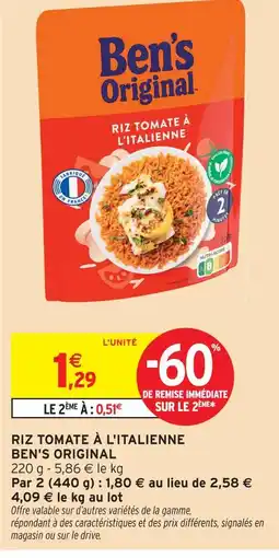 Intermarché Express Ben's original riz tomate à l'italienne offre