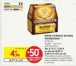 Intermarché Grimbergen bière d'abbaye blonde offre