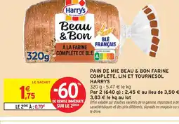 Intermarché Harrys pain de mie beau & bon farine complète, lin et tournesol offre