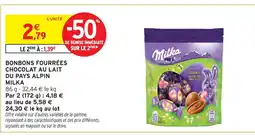 Intermarché Milka bonbons fourrées chocolat au lait du pays alpin offre