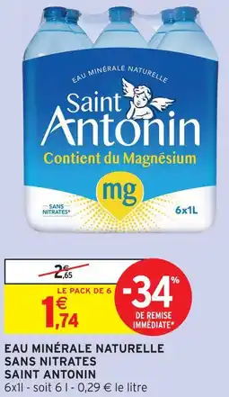 Intermarché Saint antonin eau minérale naturelle sans nitrates offre