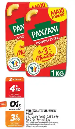 Netto Panzani coquillettes les 3 minutes offre
