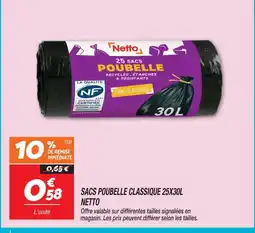 Netto Netto sacs poubelle classique 25x30l offre