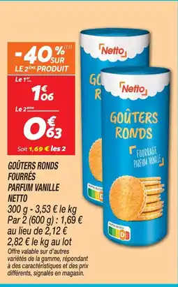 Netto Netto goûters ronds fourrés parfum vanille offre