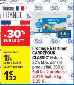 Carrefour Carrefour - fromage à tartiner classic' offre
