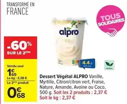 Carrefour Alpro - dessert végétal vanille offre