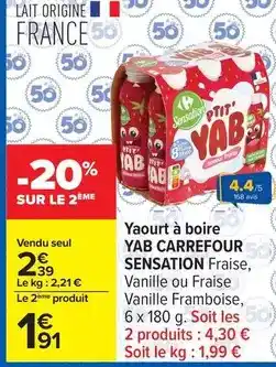 Carrefour Carrefour - yaourt à boire sensation offre
