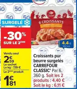 Carrefour Carrefour - croissants pur beurre surgelés classic' offre