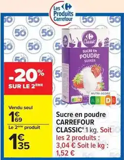 Carrefour Carrefour - sucre en poudre classic offre
