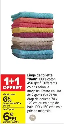 Carrefour Tex - linge de toilette batth 100% coton offre