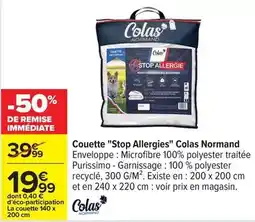 Carrefour Colas - couette stop allergies offre