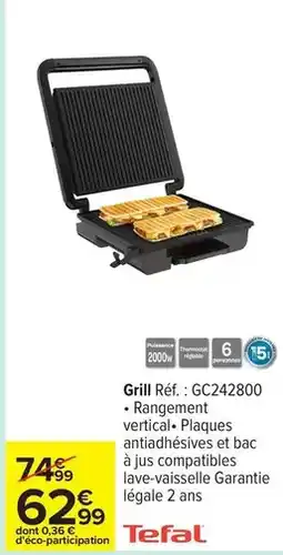 Carrefour Tefal - grill réf. : gc242800 offre