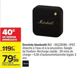 Carrefour Marshall - enceinte bluetooth réf. : 00228146 offre