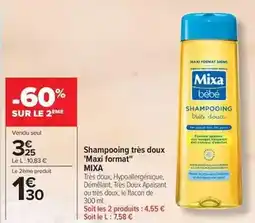Carrefour Mixa bebé - shampooing très doux maxi format offre