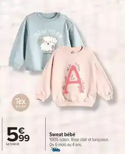 Carrefour Tex - sweat bébé offre