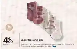 Carrefour Tex - socquettes courtes bébé offre