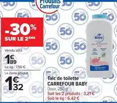 Carrefour Carrefour - talc de toilette offre