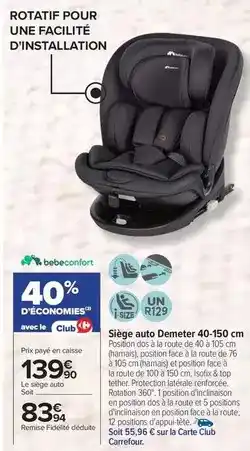 Carrefour Carrefour - siège auto 40+150 cm offre