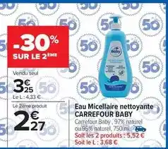 Carrefour Carrefour - eau micellaire nettoyante offre