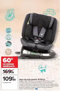 Carrefour Tex - sège auto floatif bluetooth 40-50 cm offre
