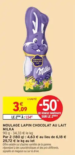 Intermarché Express Moulage lapin chocolat au lait milka offre