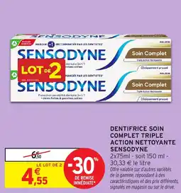 Intermarché Express Dentifrice soin complet triple action nettoyante sensodyne offre