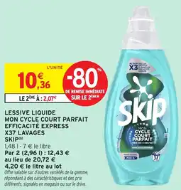 Intermarché Express Lessive liquide mon cycle court parfait efficacité express x37 lavages skip offre