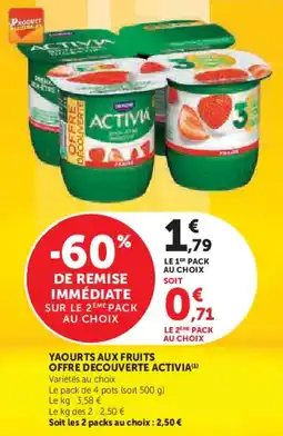 Super U Yaourts aux fruits offre decouverte activia offre