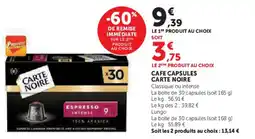 Super U Cafe capsules carte noire offre