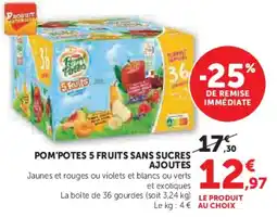 Super U Pom'potes 5 fruits sans sucres ajoutes offre