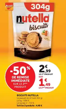 Super U Biscuits nutella offre