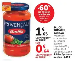 Super U Sauce tomates barilla offre