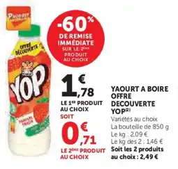Super U Yaourt a boire offre decouverte yop offre
