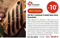Mathon Pradel - set de 4 couteaux à steak lame noire essentiels offre
