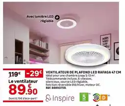 Leroy Merlin Inspire - ventilateur de plafond led rafaga offre