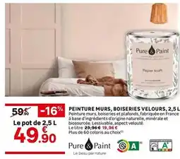 Leroy Merlin Pure & paint - peinture murs, boiseries velours offre