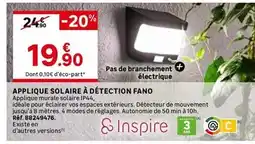 Leroy Merlin Inspire - applique solaire à détection fano offre