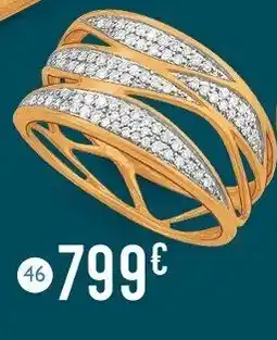 E.Leclerc Bijoux Bague diamants 0,28 ct, taille 54, or jaune et rhodié offre