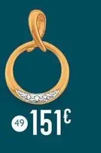 E.Leclerc Bijoux Pendentif diamants 0,01 ct, or jaune et rhodié offre