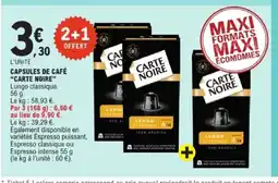 E.Leclerc CARTE NOIRE Capsules de café offre