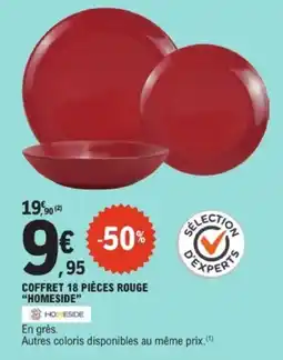 E.Leclerc HOMESIDE Coffret 18 pièces rouge offre