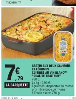 E.Leclerc QUALITÉ TRAITEUR Gratin aux deux saumons et légumes cuisines au vin blanc offre