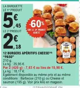 E.Leclerc PASO 12 burgers apéritifs cheese offre