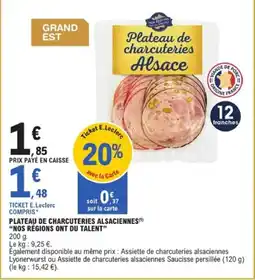 E.Leclerc NOS RÉGIONS ONT DU TALENT Plateau de charcuteries alsaciennes offre