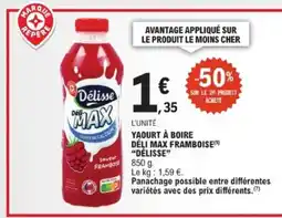 E.Leclerc DÉLISSE Yaourt à boire déli max framboise offre